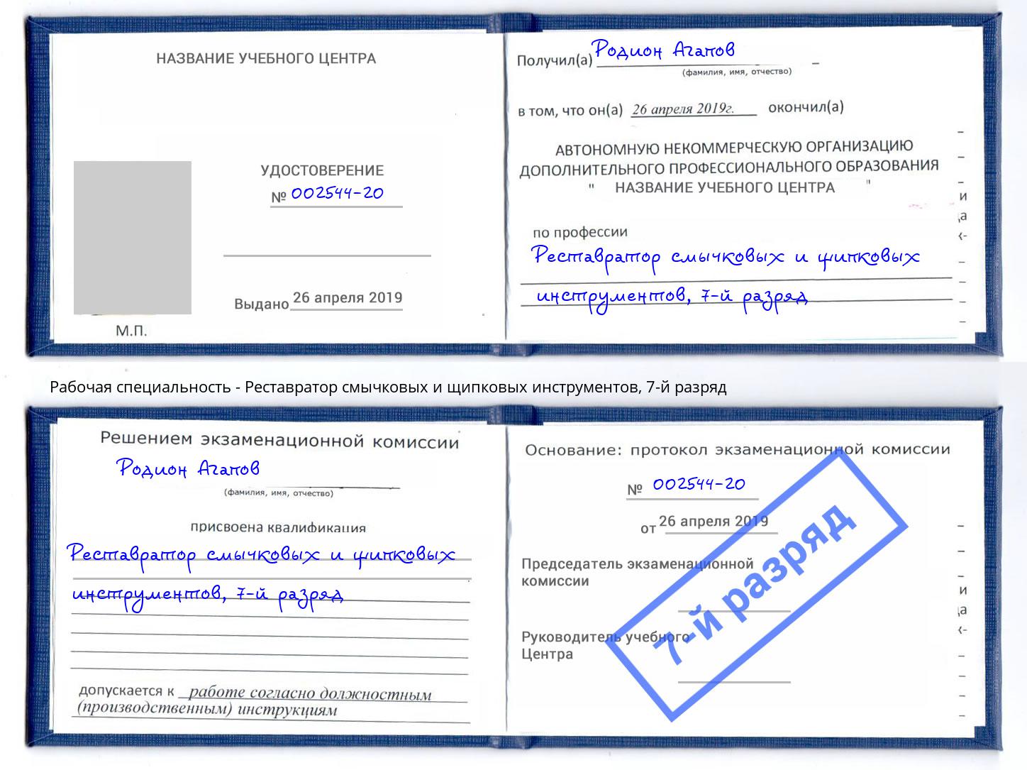 корочка 7-й разряд Реставратор смычковых и щипковых инструментов Волжск