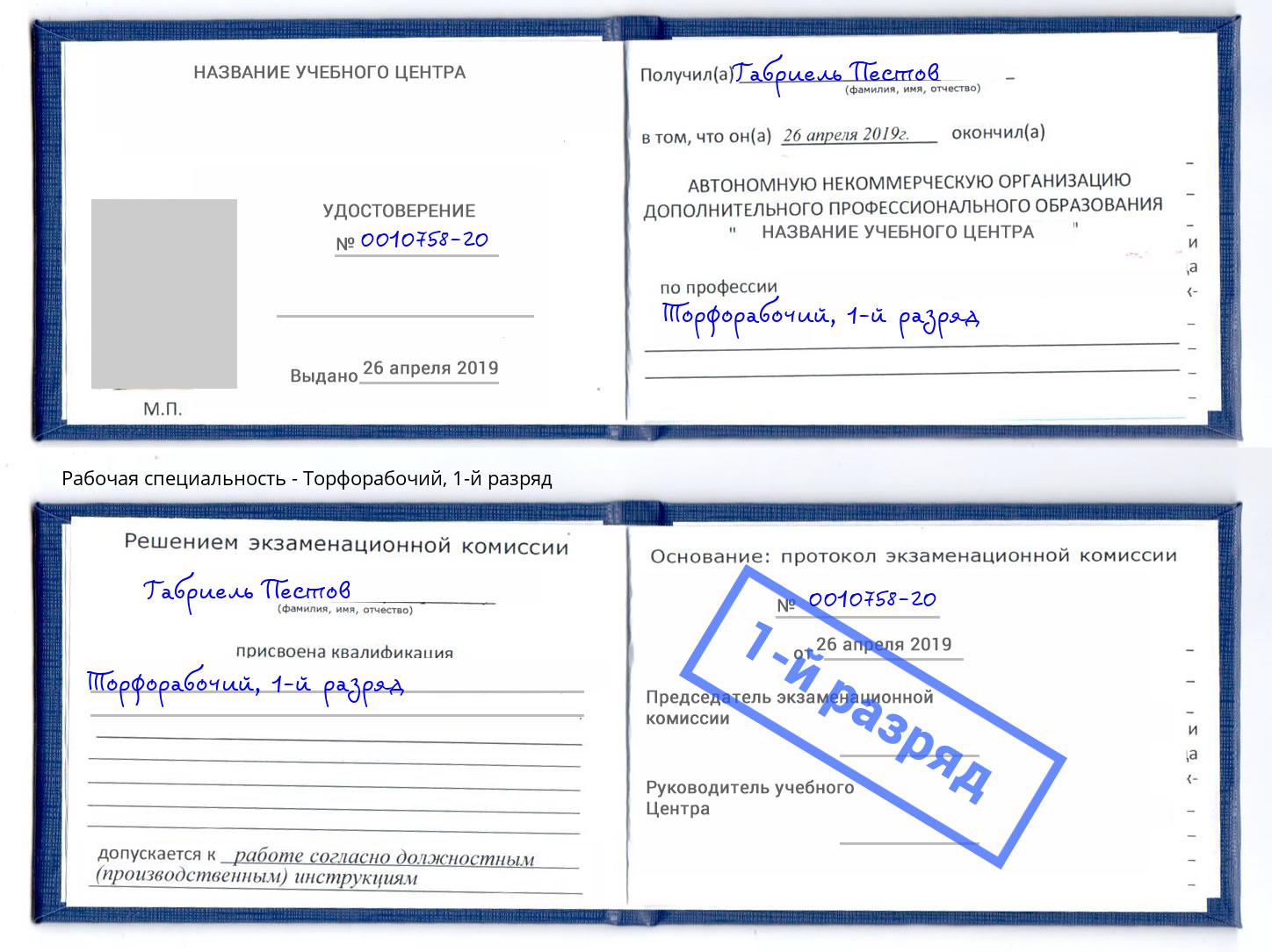 корочка 1-й разряд Торфорабочий Волжск