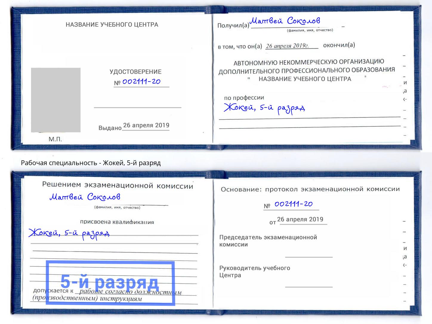 корочка 5-й разряд Жокей Волжск