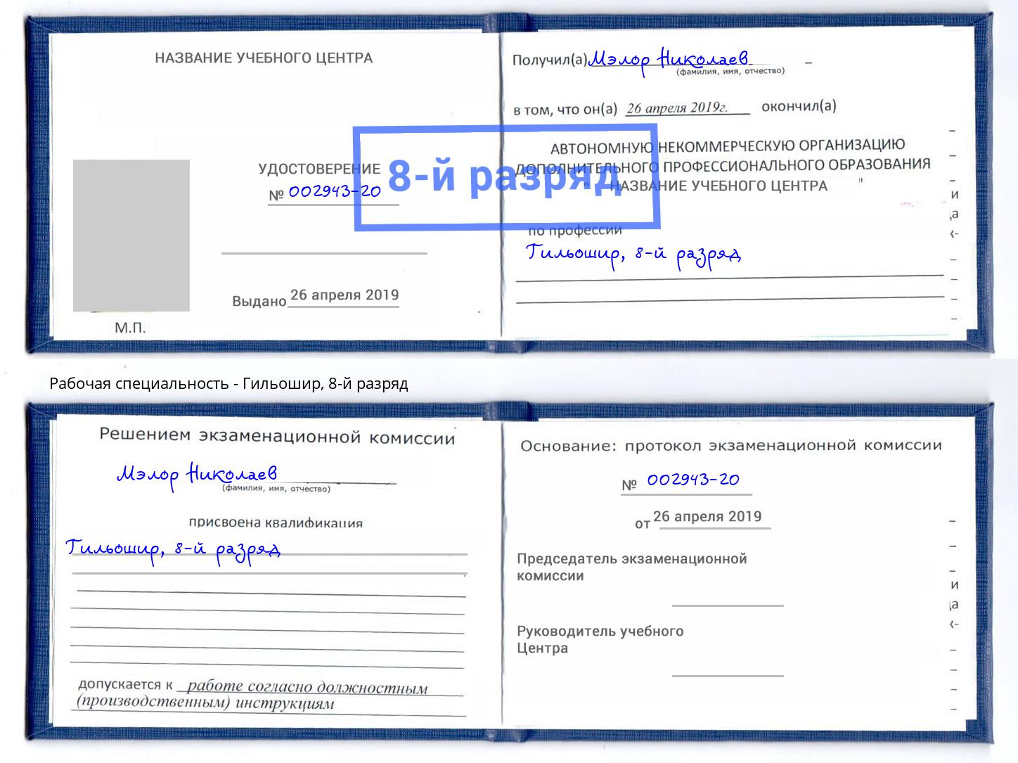 корочка 8-й разряд Гильошир Волжск